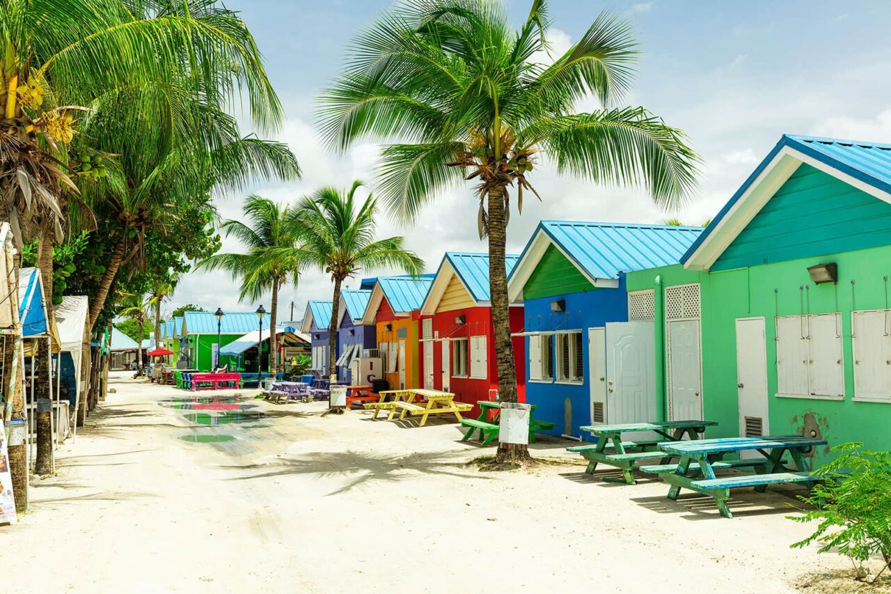 Karibien färgglada hus